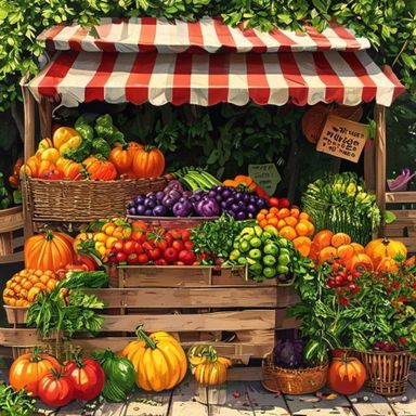 Firefly Digital Art Seasonal Produce Market Illustration