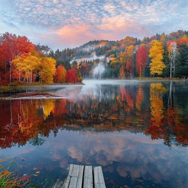 Firefly Landscape Autumn Lake Reflection Perfect Mirror