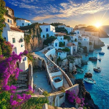 Firefly Landscape Mediterranean Coastal Village Cliffs
