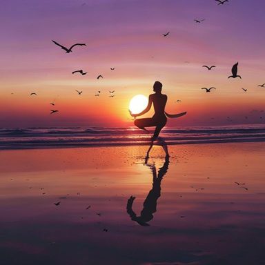 Firefly Portrait Yoga Practitioner Sunrise Beach Pose